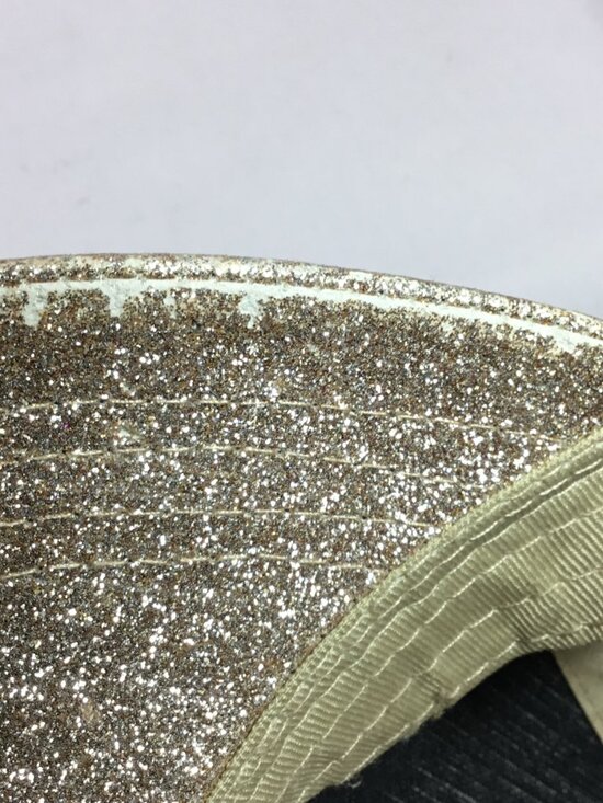 Upcycled LV Patch Distressed Trucker Hat CC Ponytail Cap Bling Gold Sparkle Mesh